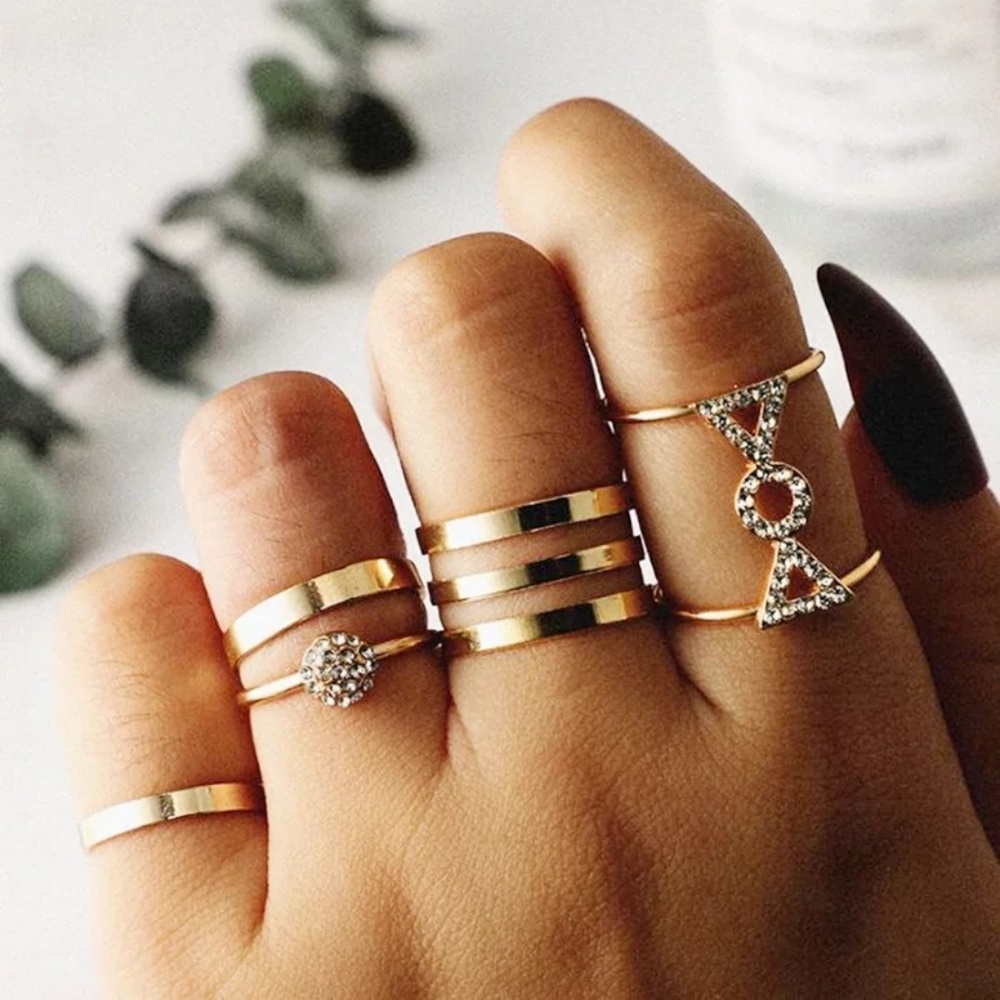 NEW 5 PC SET BOHEMIAN MIDI RING SET - Picture 2 of 6